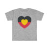 Adult Grey Unisex Aboriginal Flag Love Heart Tee