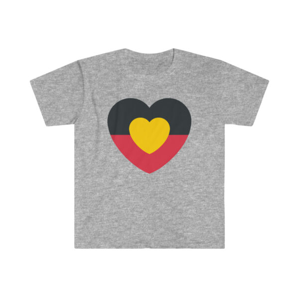 Adult Grey Unisex Aboriginal Flag Love Heart Tee