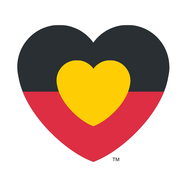 Aboriginal love heart flag created by Mark Yettica-Paulson